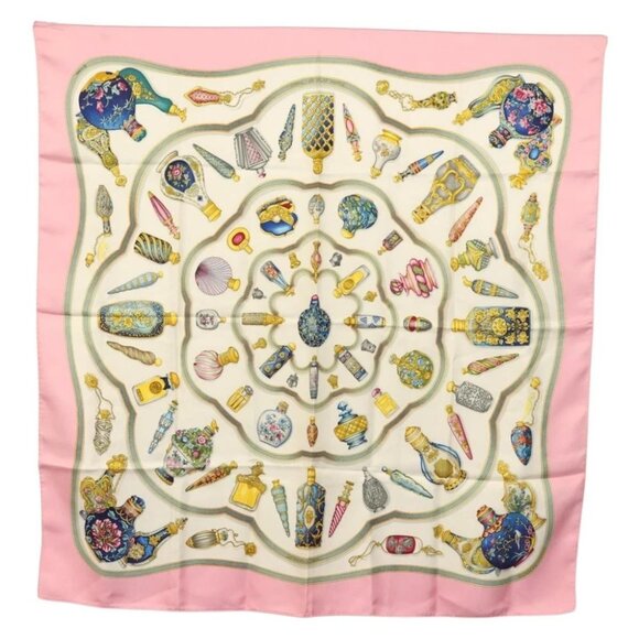 HERMES Carre 90 Scarf ""Qu importe le flacon"" Silk Pink Auth 135496 - Picture 1 of 14